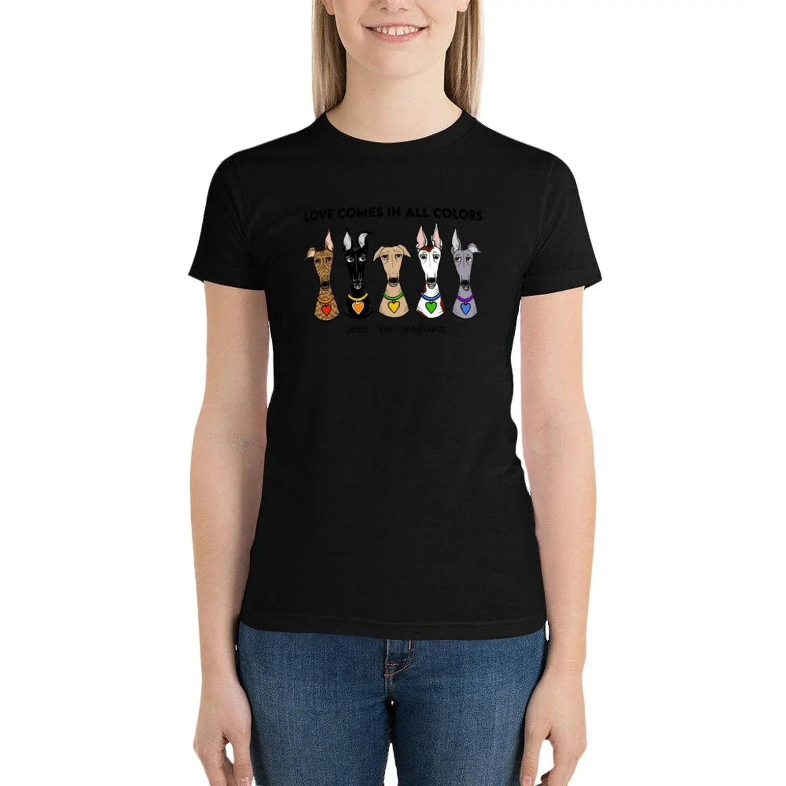 

Peace, love, greyhounds T-Shirt oversized lady clothes tops funny workout t shirts for Women