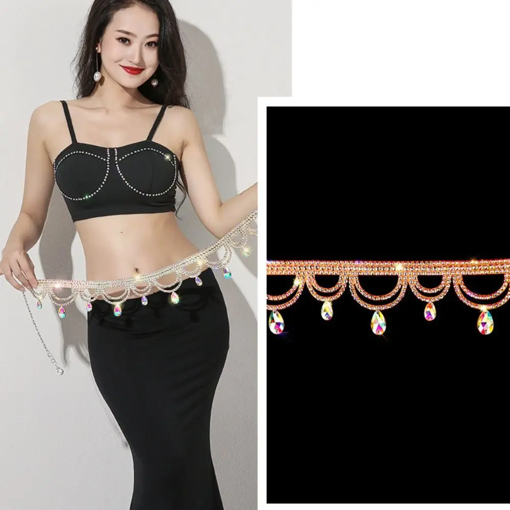 Shining Belly Dancing Belt Bright Elegant Rhinestone Belly Chains Belt Luxury Performance Waist Belt