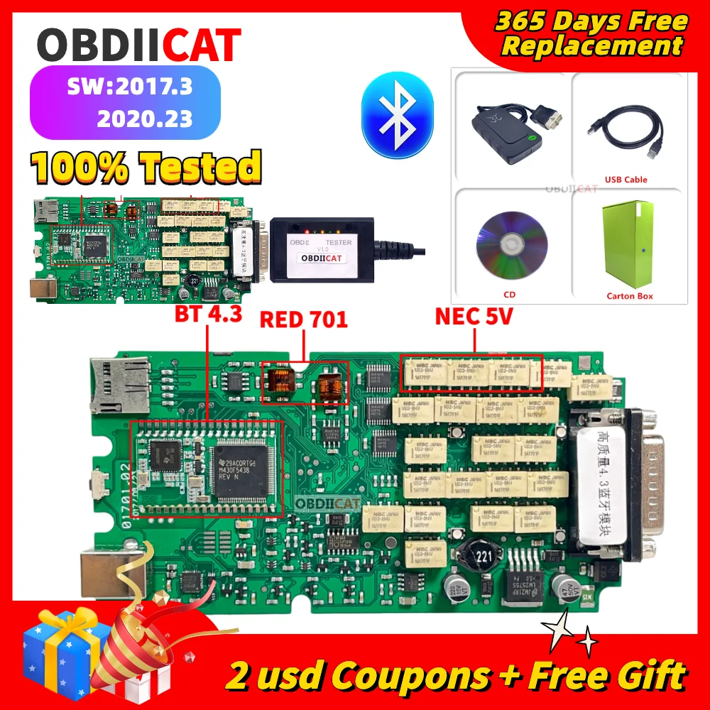 

Top Quality A+Single OBDIICAT Nextgen WOW TCS With Full Case VCI Scanner Bluetooth obd2 Diagnostic Scanner Tool For Cars