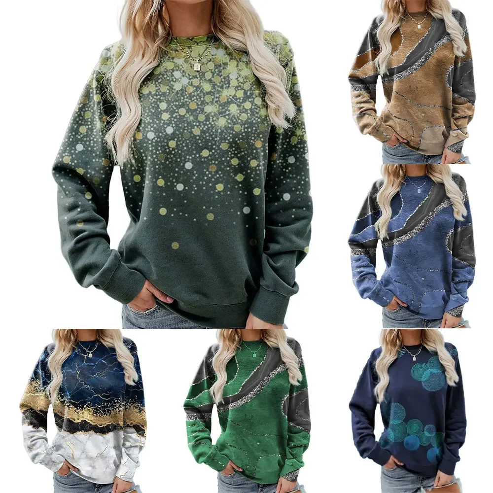 À la mode décontracté rétro motif géométrique col rond chemise pulls confortable velours à manches longues pull hiver pour les femmes