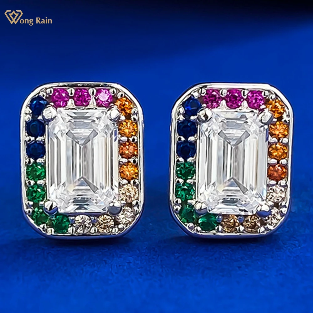 

Wong Rain 100% стерлинговое серебро 925 пробы 4*6 мм изумрудная огранка высокоуглеродистый бриллиант драгоценный камень серьги-гвоздики ювелирные изделия оптом