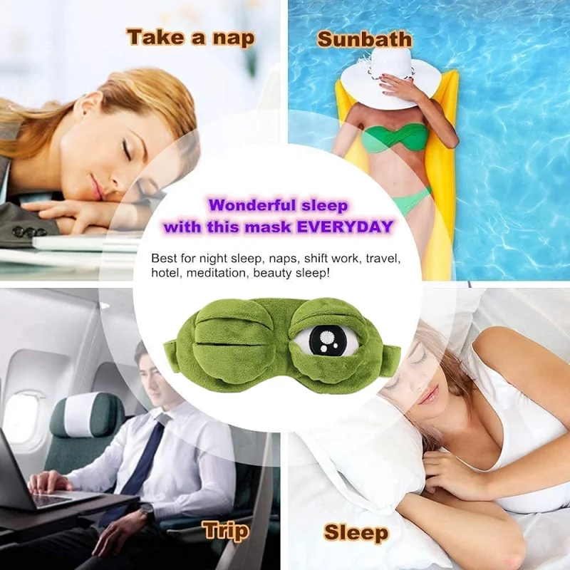 Eye Mask for Sleeping Sleep Masks for Women Pepe Mask Soft Comfort Eye Mask Travel Yoga Nap Sad Frog Breathable Block Out Light