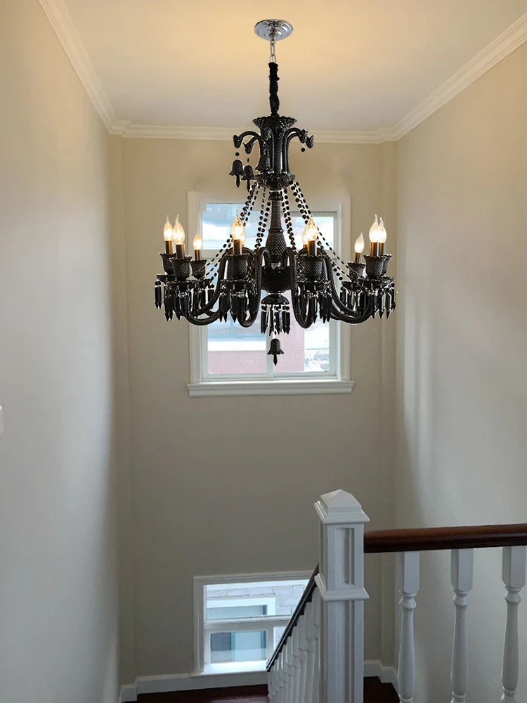 الفرنسية الحديثة الكلاسيكية شمعة الزجاج قلادة أضواء فرع مصباح معلق سبج تركيب المصابيح السوداء لغرفة المعيشة ديكور المنزل