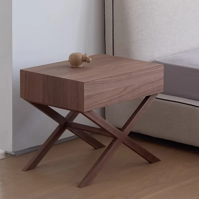 

Simple square natural gray veneer E1 grade fiberboard modern bedside table Italian bedside table storage home furniture