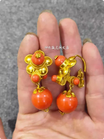 

Chinese Tibetan Xizang Nepal Gold plated Alloy Earrings