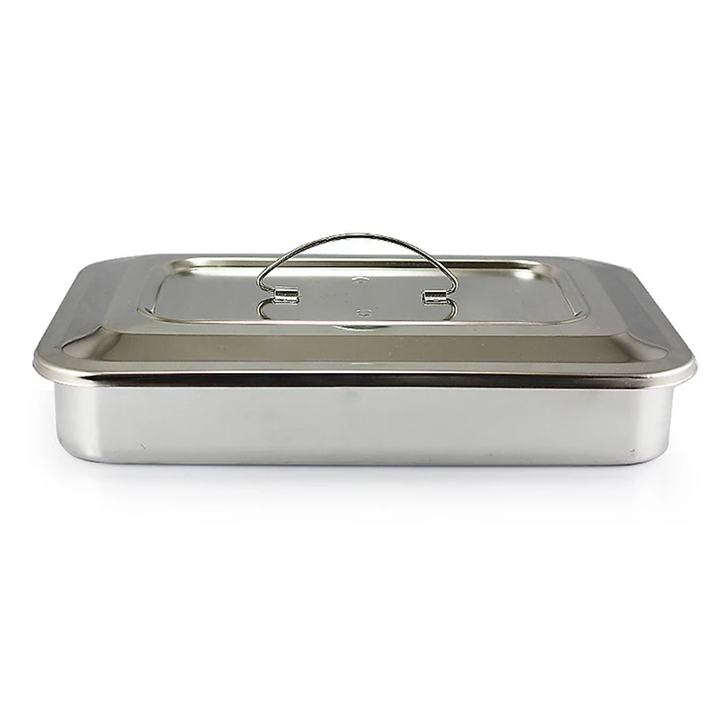 Stainless Steel 201 Dental Instruments Tray Surgical Nursing Lid Medical Equipment Steriliser Container For Dentist Storage Box