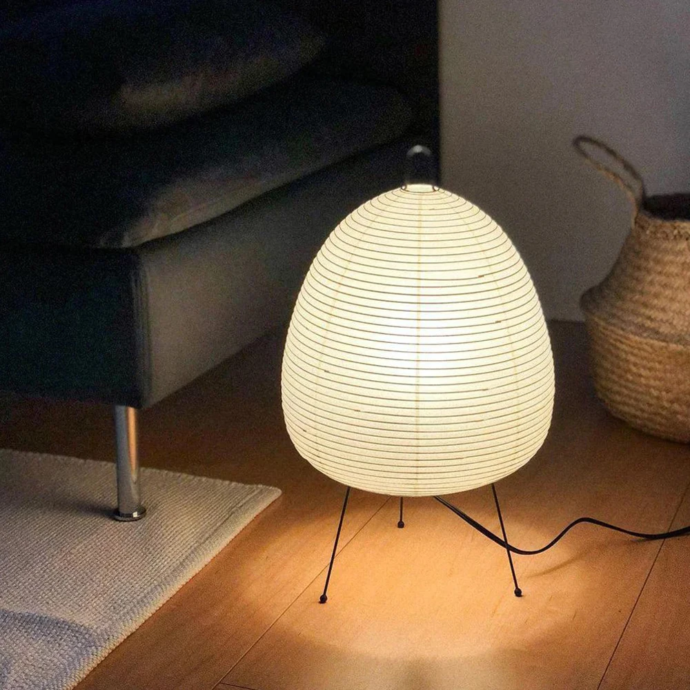 Japanese LED Rice Paper Table Lamp Iron Paper Art Noguchi Bedside Night Light Traditional Style Household Art Decoration Light