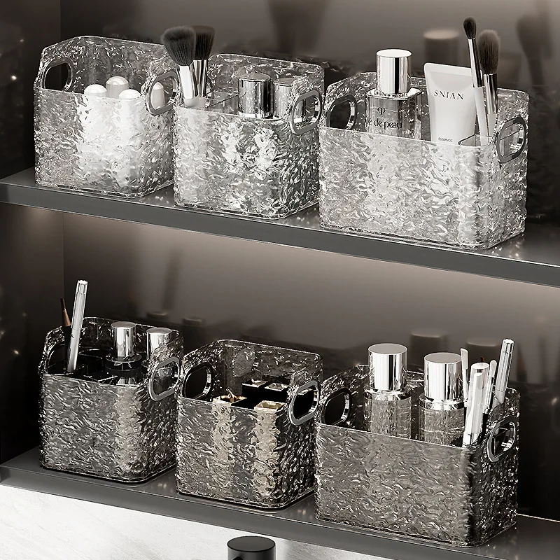 Light Luxury Water Corrugated Trapezoidal Open Desktop Storage Box Cosmetics Storage Box Multi-grid Makeup Organizer Box