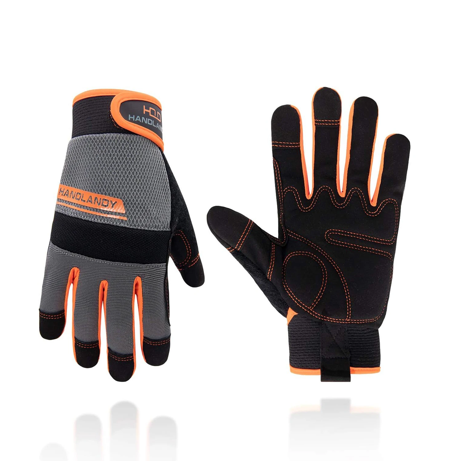 HANDLANDY Work safety Gloves, Utility Safety Mechanic Working Gloves Touch Screen, Flexible Breathable Yard Work Gloves