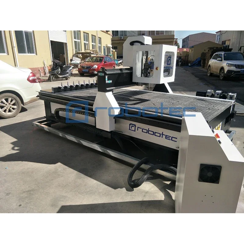 

Máquina corte madera, enrutador Cnc Atc 1325, sistema carga y descarga, máquina producción para muebles madera