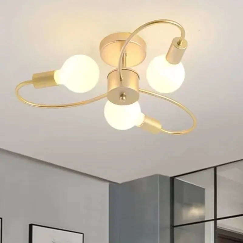 Imagem -06 - Nordic Led Iron Ceiling Lights Luminárias para Decoração de Casa Sala de Estar e Sala de Jantar Design Dourado E27 Cabeças