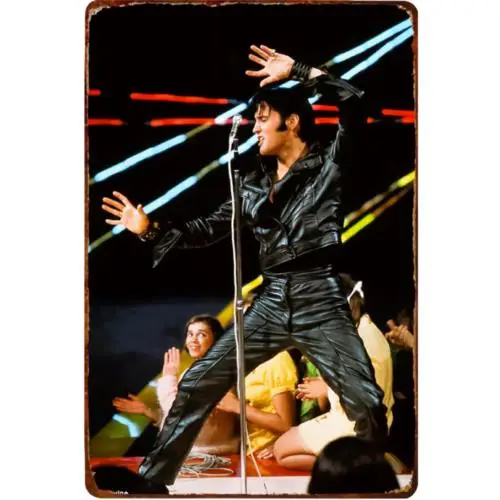 1 pcs,Vintage Elvis Presley Metal Sign Decor Comeback '68 Concert Rock & Roll 