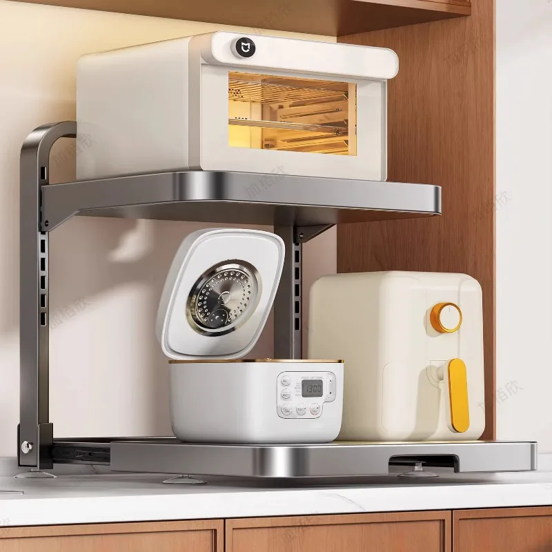 

Регулируемый многофункциональный органайзер для столешницы с выдвижным ящиком, подставка для микроволновой печи, полка для хранения рисоварки