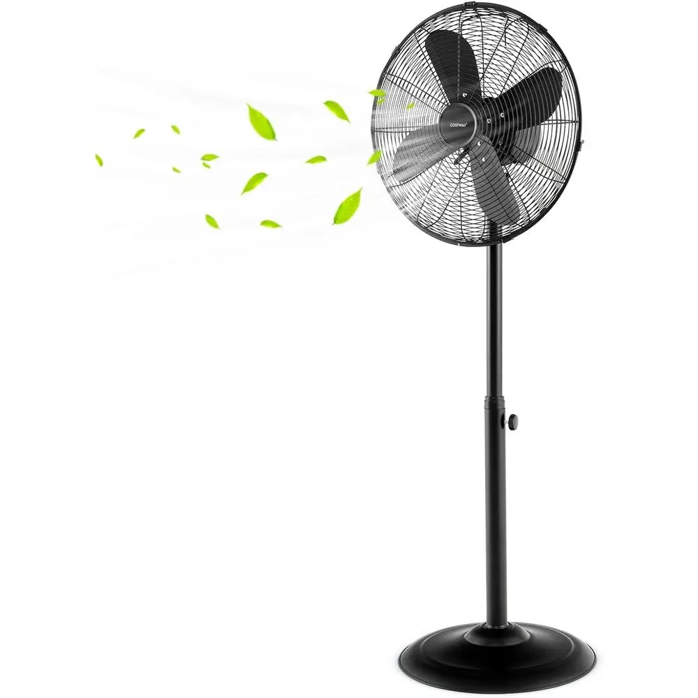 16-inch Adjustable Height Oscillating Fan with 3 Speeds and 4 Blades, Ideal for Home or Office, Black
