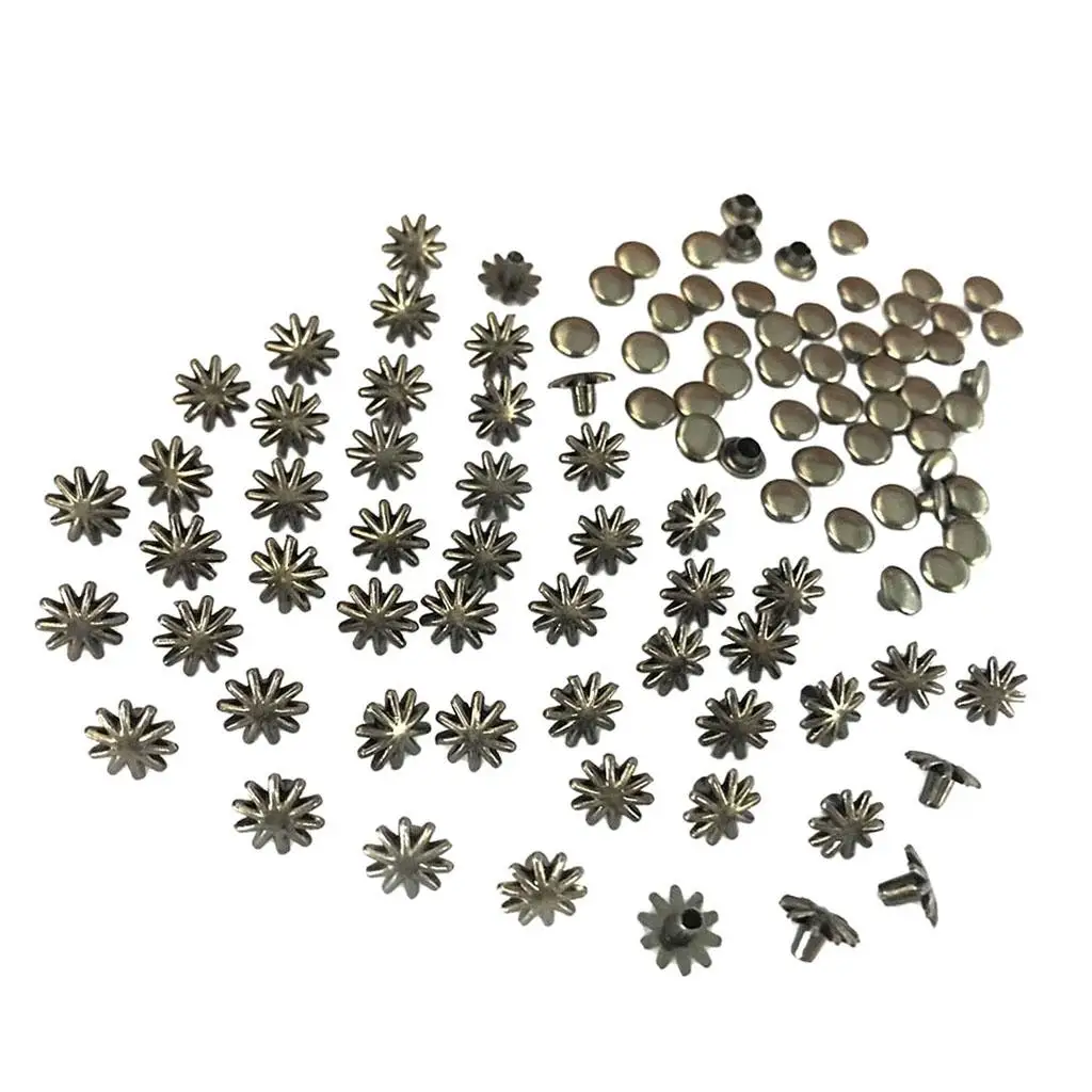 30 Sets Alloy Flower Rivets Studs Spikes Buttons for DIY Bags Shoes Decoration 8mm