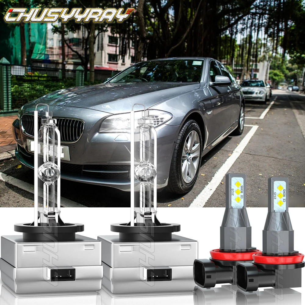 CHUSYYRAY Compatible For BMW 650i 2008-2010 D1S H11 LED Headlight HID High/Low Beam+Fog LED Light 4x Bulb Car accsesories luzes