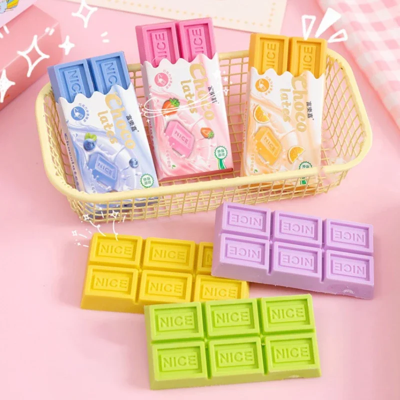 Cartoon Chocolate Design Eraser Kawaii Large Eraser Student Painting Writing Pencil Eraser Stationery For School Office Supplies