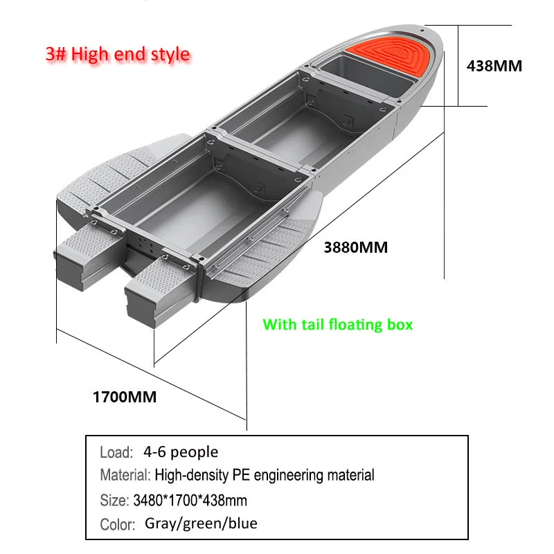 قارب صيد صغير محمول قابل للتكديس من البلاستيك قابل للطي من الألياف الزجاجية والألومنيوم قارب صيد قابل للطي من البولي إيثيلين