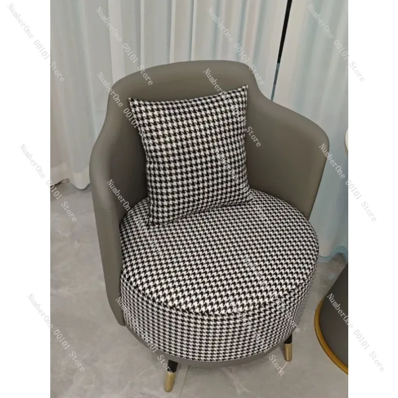 Luxury Double Layer Office Negotiation Table and Chair Set, Reception Round Table, Comfortable Single Sofa Armchair Furniture