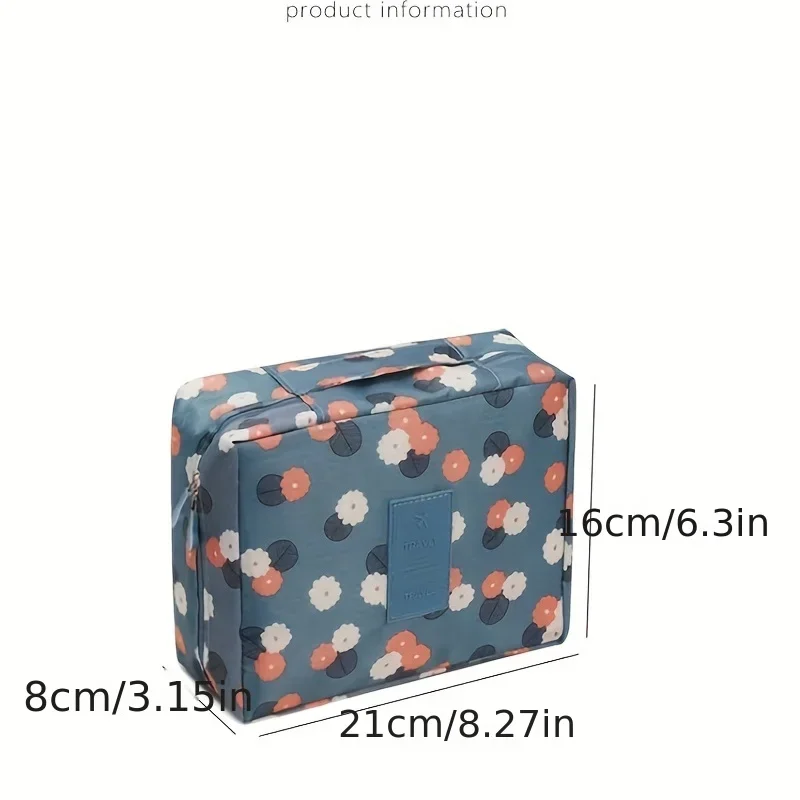 1pc Flowers Printing Storage Bag Crochet Full Set Of Weaving Tools Accessories Storage Bag Cosmetic Bag Blue Organizer Supplies