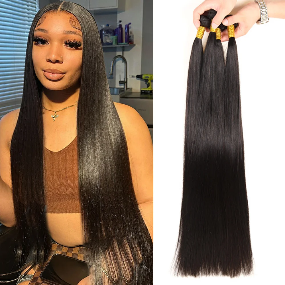 

36" Long Length Brazilian Bone Straight Human Hair Weave Bundles Natural Remy Human Hair Extension Brazilian Human Hair Bundles