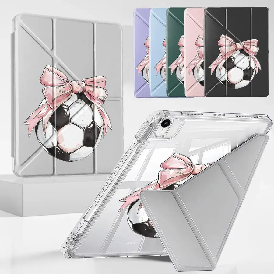 

Tablet Case For iPad Pro 11th 10th 9th 8th 7th 12.9inch Air 4 5 M3 M2 M4 11inch Pro 2025 Mini 6 7 Holder Cover Y-Fold Pink Bow