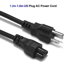 US Power Cable IEC 320 C5 3 Prong 1.2m/1.5m USA Plug Electric Power Extension Cord For HP Dell Laptop Charger LG TV Monitor