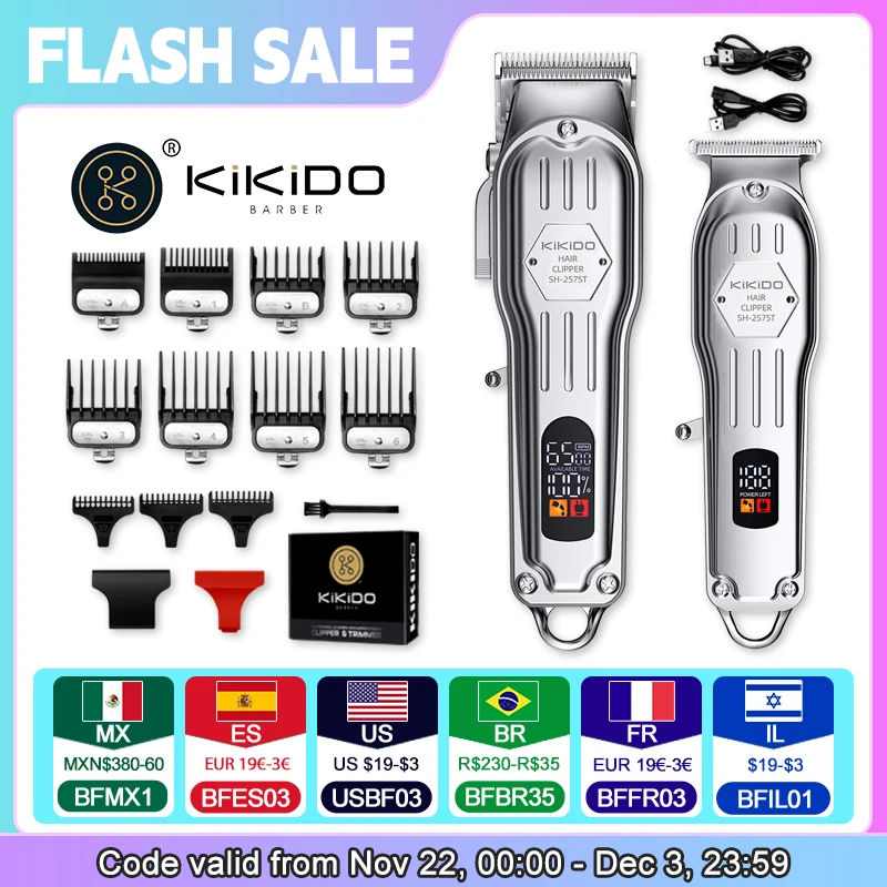 KIKIDO-cortadora de pelo eléctrica para hombre, máquina profesional de 6500 RPM, ajustable, recargable