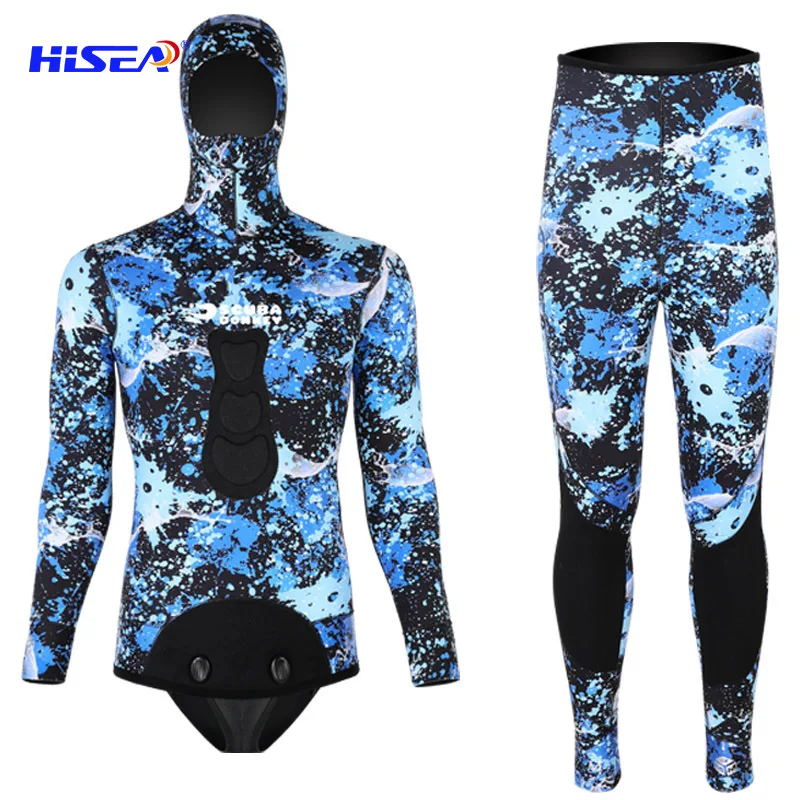 3mm Neoprene Diving Wetsuit Men's 2 Pieces Hooded Wetsuit Tops and Vest Surfing Swimming Warm Clothes Scuba Diving Suit