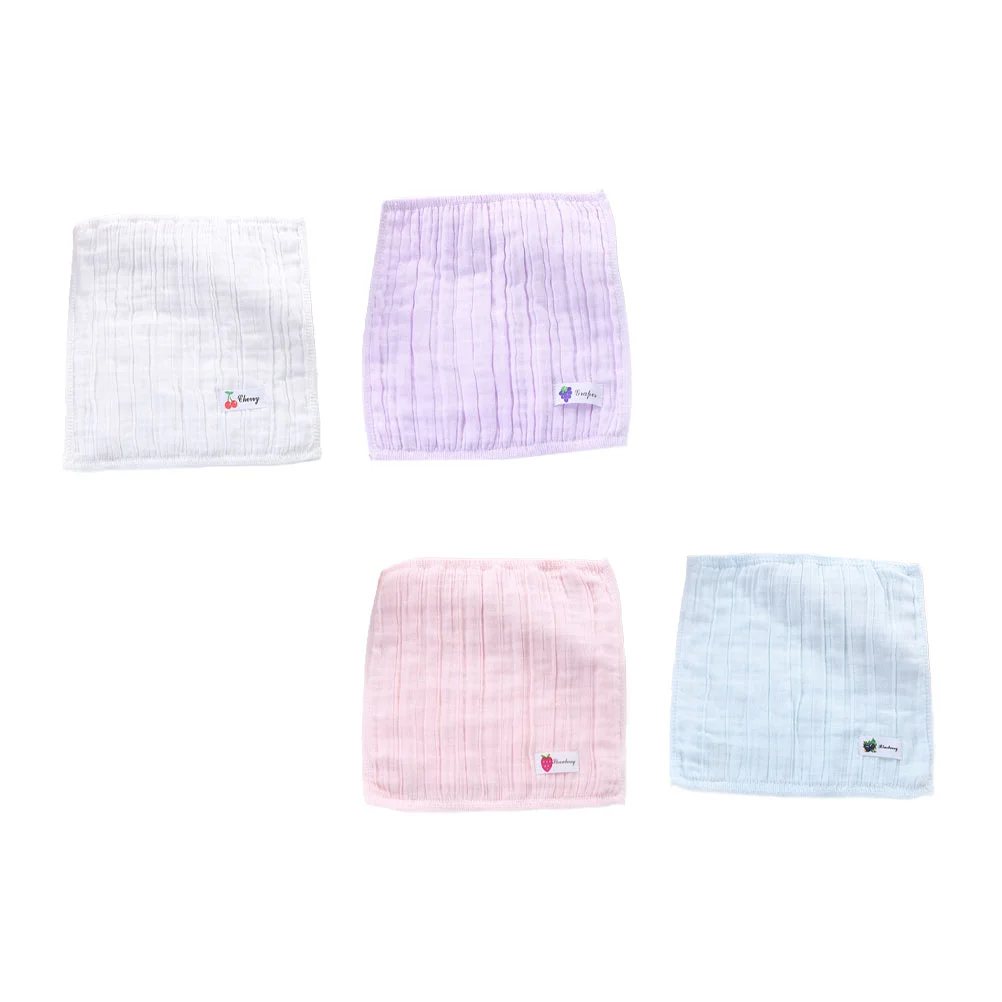 

4 Pcs Gauze Full Cotton Handkerchief Small Towels Kids Bath Reusable Washcloth Square Washcloths Face Cleaning Wipe
