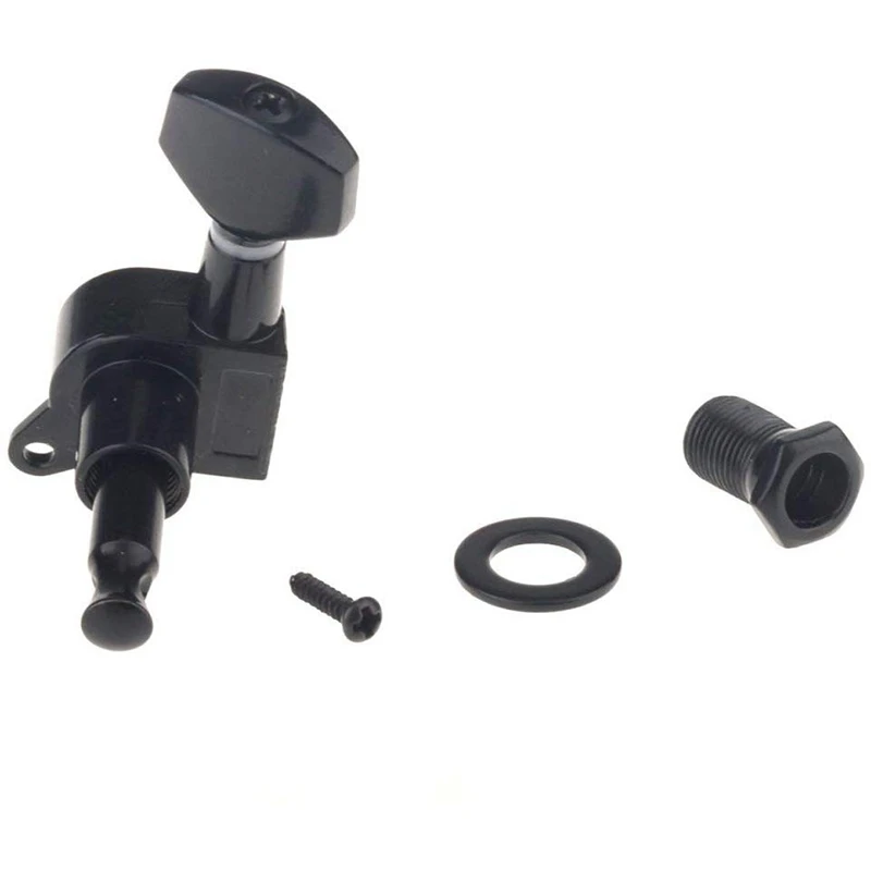 Guitar String Tuning Pegs Keys, 3 Esquerda, 3 Direita, Cabeças de Máquina Botões com Strap Button, Fechaduras e Guitarra Strin, 6 Pcs