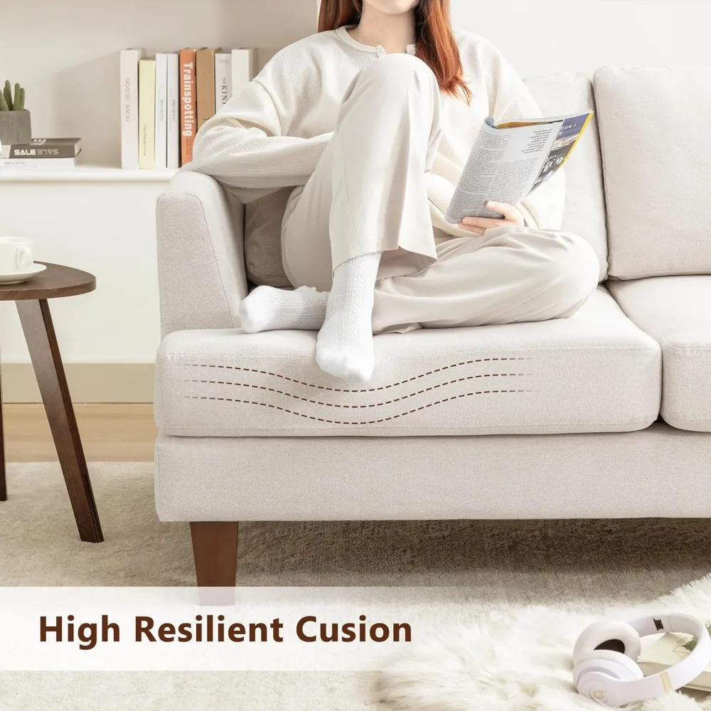 أريكة حديثة بثلاثة مقاعد في منتصف القرن مع مساند للذراعين لمساحات مريحة للمعيشة وغرفة النوم #4