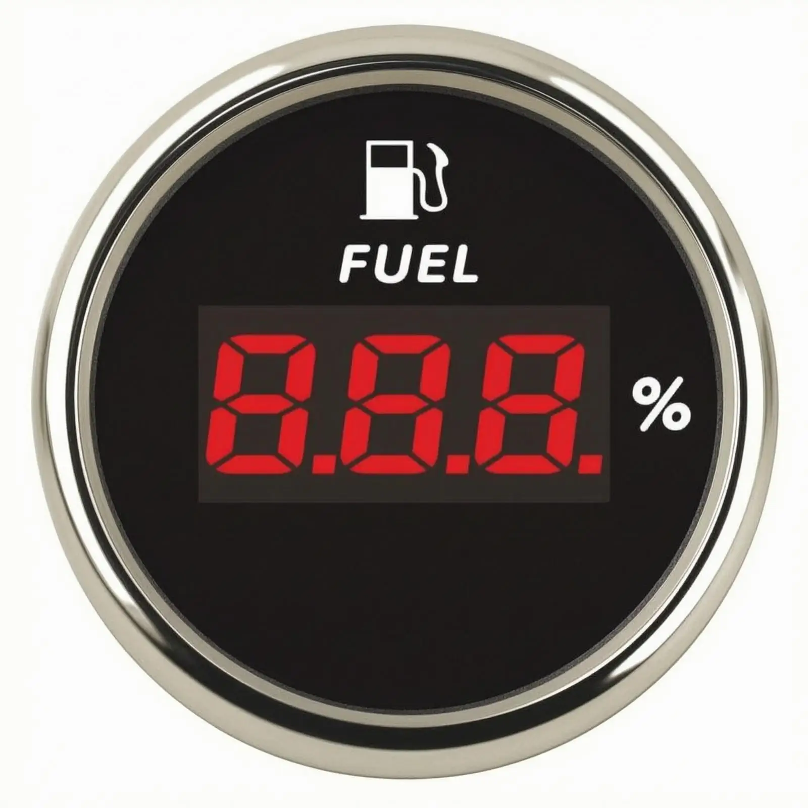 Vehicle Fuel Level Gauge 52mm Round 12V 24V Stainless Steel Black Face for Boat Yacht Car Truck Retrofit