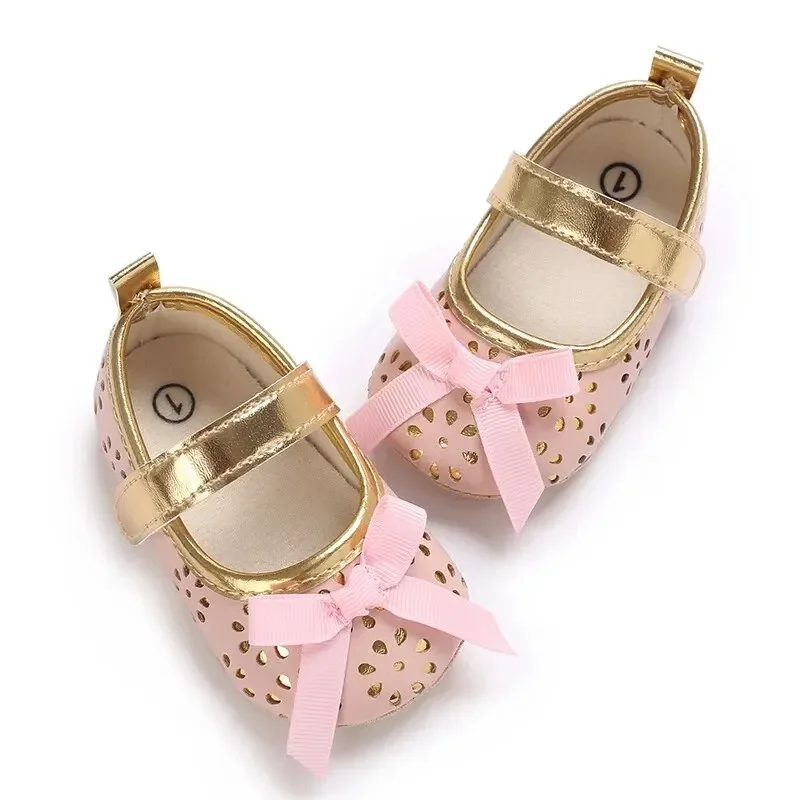 Meckior Spring Autumn Newborn Baby First Day Toddler Shoes Cute Bow Princess Shoes New Casual Shoes Anti-slip Waterproof Rubber