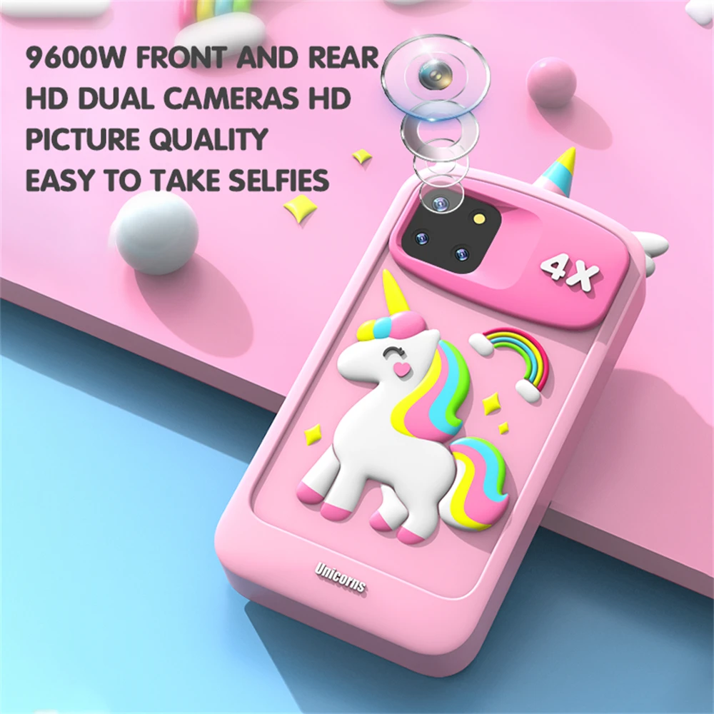 Large Screen 4.0'' Kids Smart Phone Toys Cartoon Baby Mobile MP3 Player Digital Camera for Girls Boys Birthday Christmas Gifts