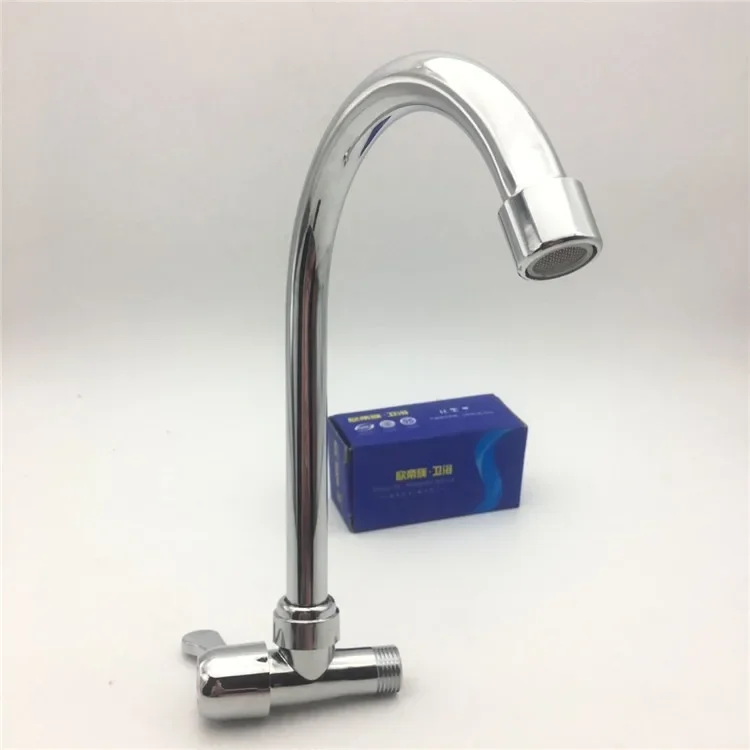 Alloy into the wall single cooling kitchen faucet 360 degrees rotating horizontal single cooling sink faucet wholesale