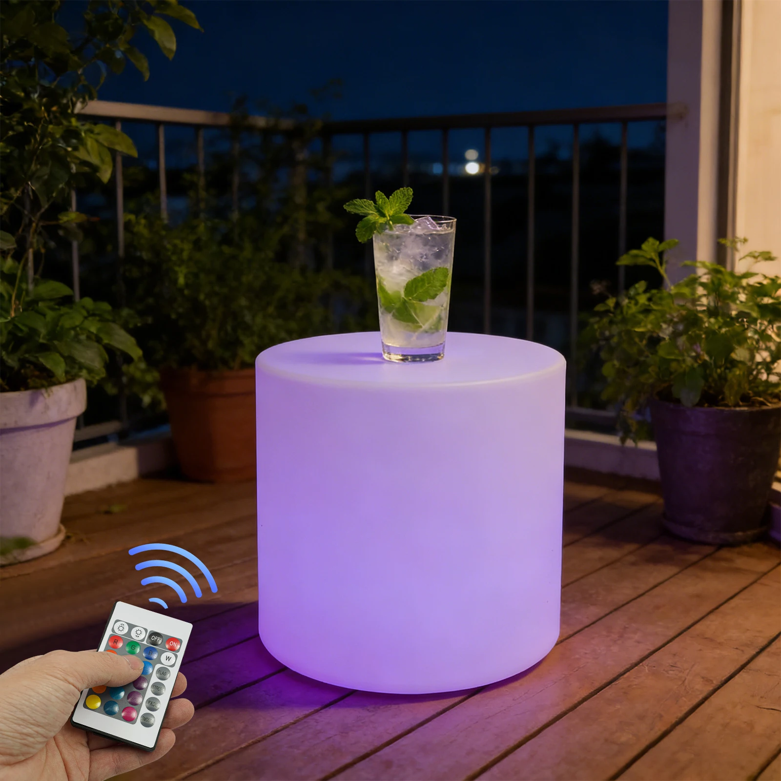 

16-inch LED Cylinder Stool Dimmable 16 RGB Colors Changing Versatile LED Side Seat/Table Mood Lamp for Home Garden Patio Decor