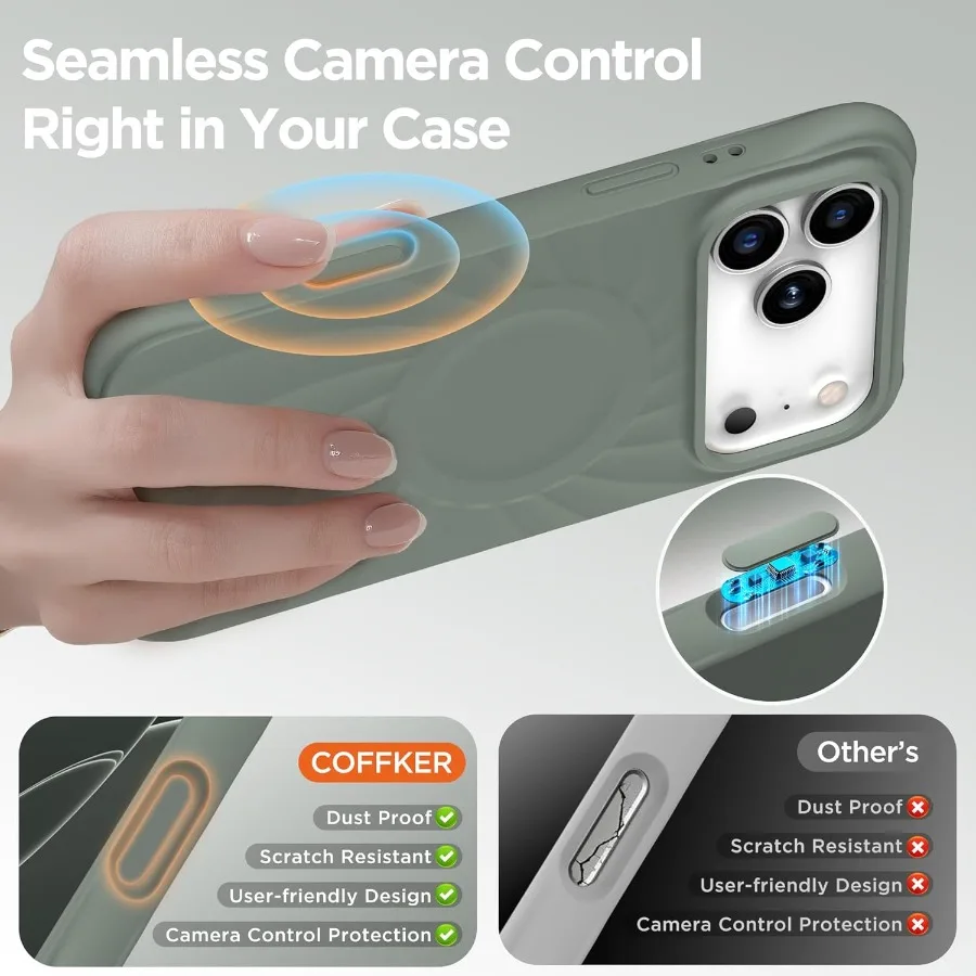 حافظة مغناطيسية واقية مضادة للصدمات لهاتف آيفون 17 برو 6.3 مع كاميرا سيليكون مدمجة متوافقة مع MagSafe