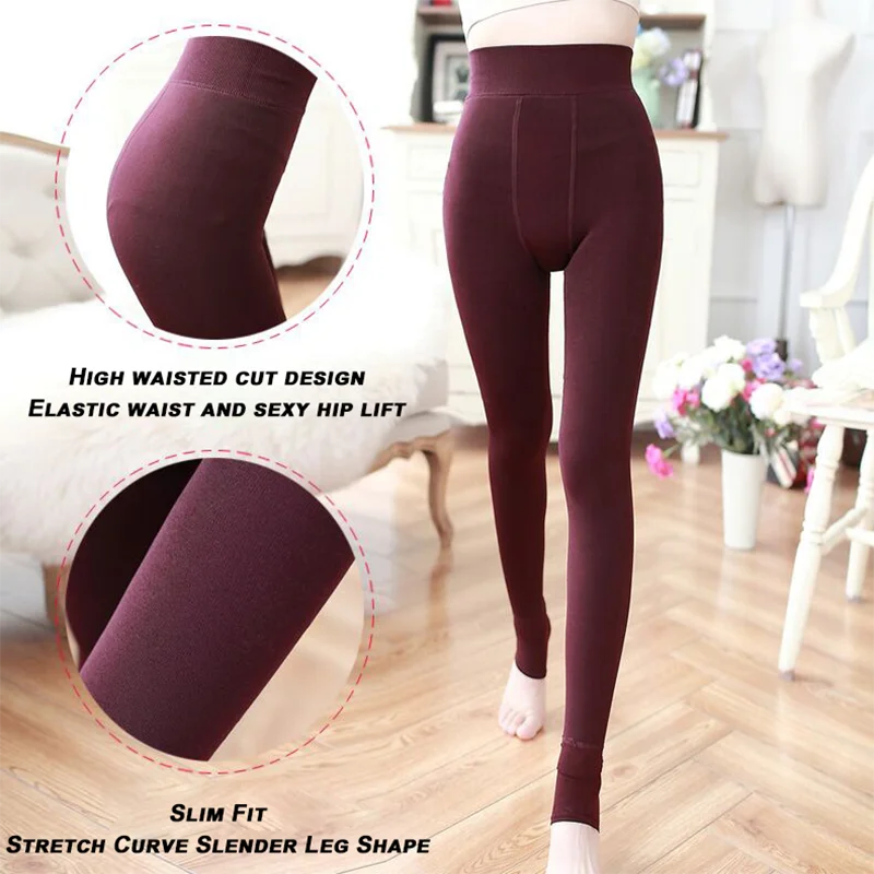 1-4Pairs Winter Warm Fleece Lined Leggings Plus Size High Waist Footed Tights Pearl Velvet Thick Pants for Cold Weather