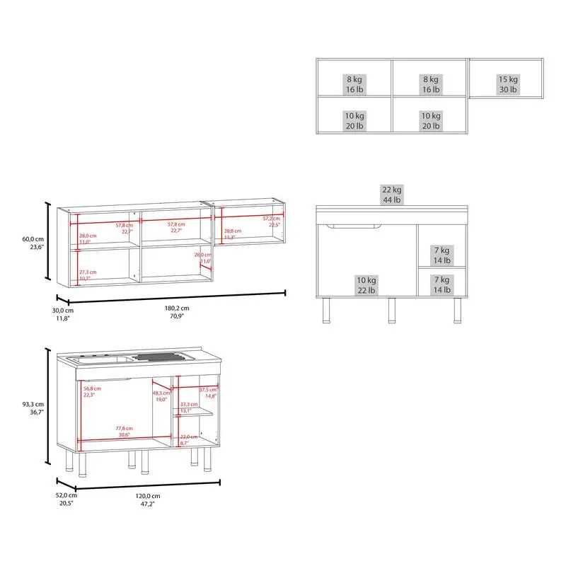 مجموعة المطبخ المعيارية - حل كامل للمطابخ الحديثة مع مساحة تخزين، طراز كرونوس، تصميم متعدد الوظائف، موفر للمساحة #6