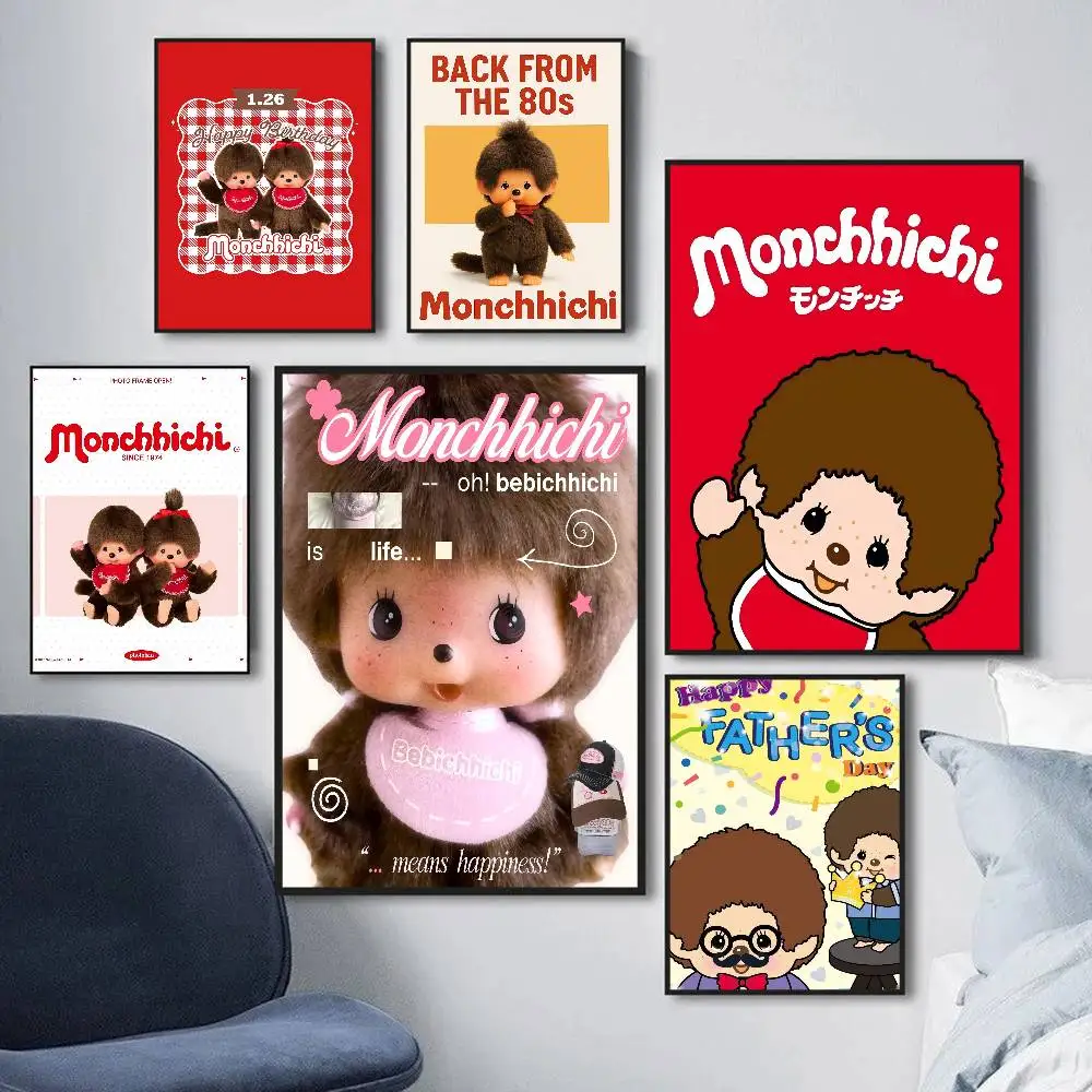 Cartoon Kawaii Anime M-Monchhichi Vintage Posters Sticky Vintage Room Home Bar Cafe Decor Kawaii Room Decor