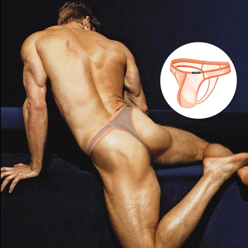 Men's Sexy Thong Low-rise Transparent T Pants Breathable Comfortable Quick Drying Fitness Sport Cycling Basketball Underwear Men