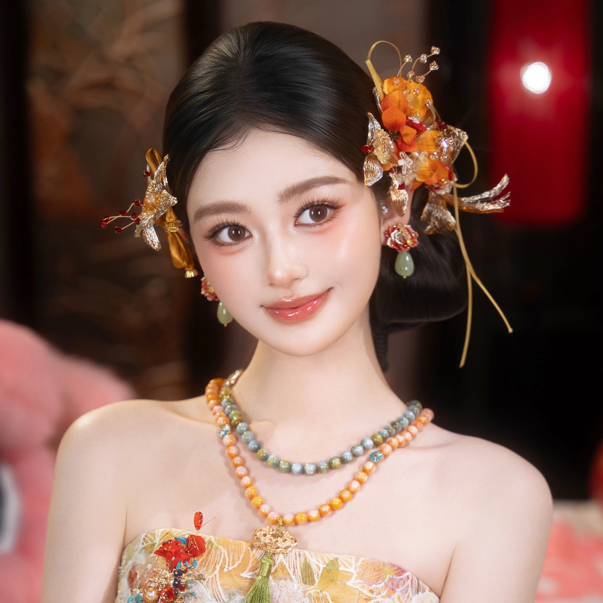 Classical Chinese Flower Bridal Wedding Hairpin Set  New Lovely Xiuhe Headpiece Accessories
