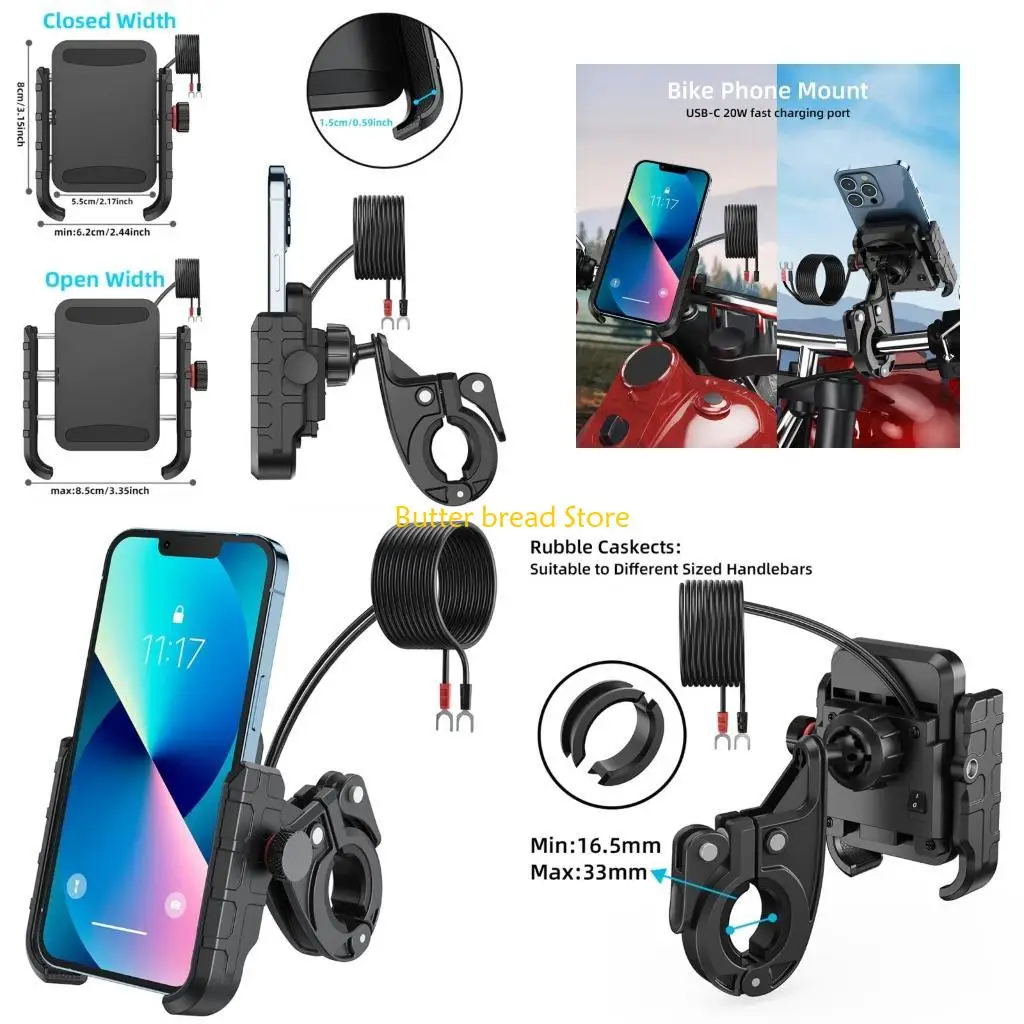

Владелец телефона W89C Motorcycle и USB Quick Phone Mounk 2 в 1 для руля 17-33 мм или стекла заднего вида