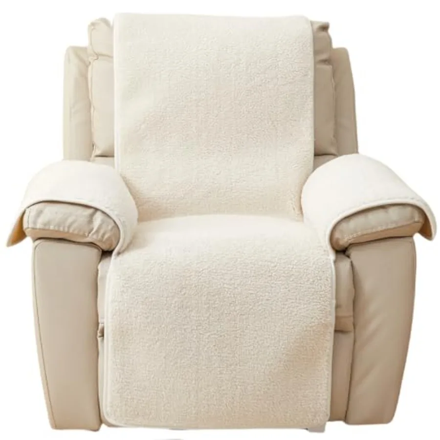 

Plush Sherpa Fleece Recliner Chair Cover Soft Warm Sofa SlipcoverWashable for Reclining Sofa Furniture Protector Non Slip 22"