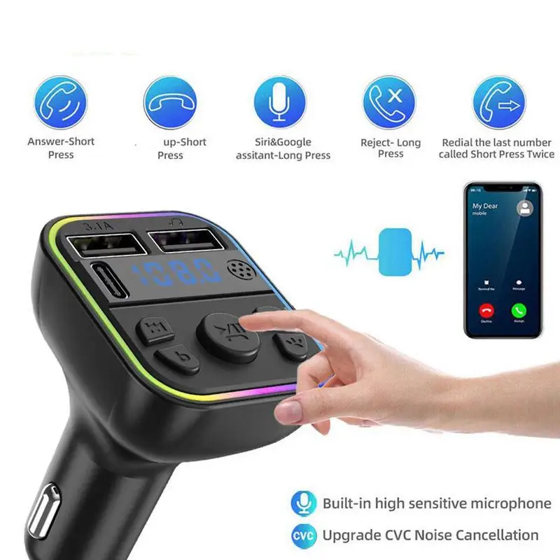 Multifunctional Car Music Adapter Transmitter For Car MP3 Music Player Wireless Car Adapter Calling & Audio Receiver for Outdoor