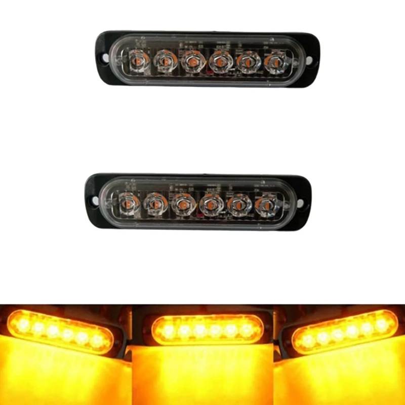 2 ชิ้น LED ไฟเตือนแฟลช Strobe Grille กระพริบ Lightbar 12 โวลต์ 24 โวลต์แสงสีเหลือง