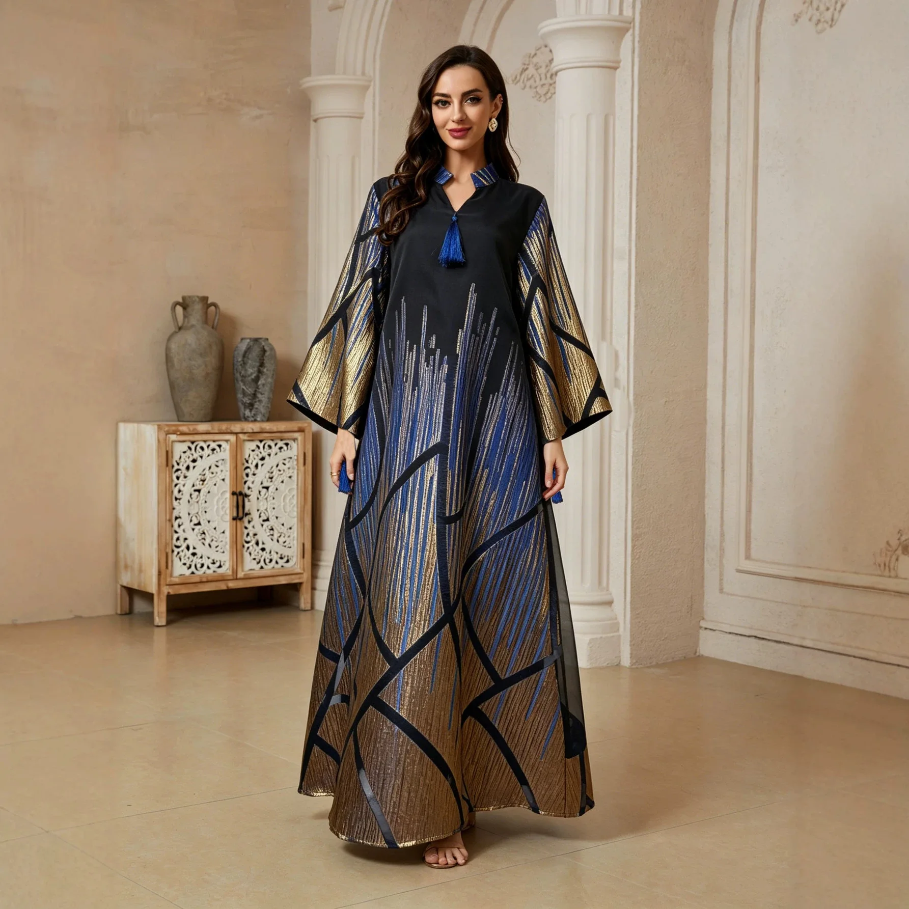 

Eid Dress Abaya Women Kaftan Muslim Party Dresses Tassel Long Robe Patchwork Jalabiya Ramadan Morocco Dubai Abayas Vestidos