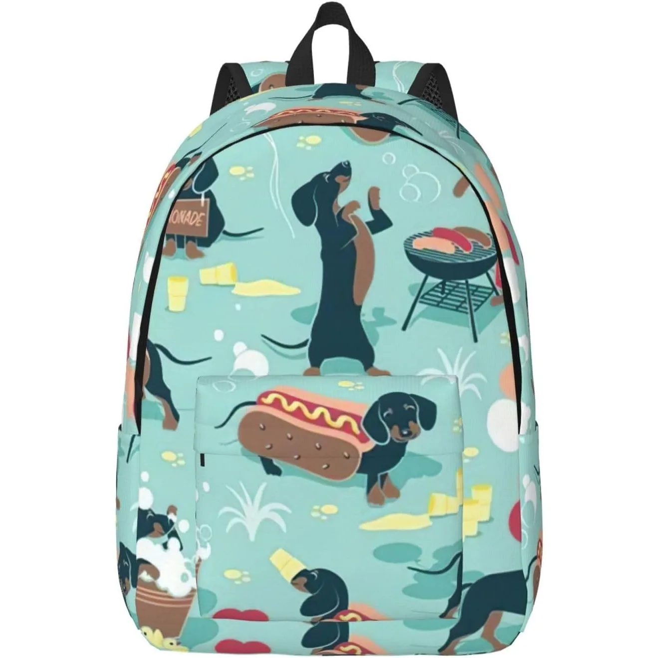 

Hot Dogs and Lemonade Fashionable and lightweight canvas backpack, fit for casual travel, easy to carry your life