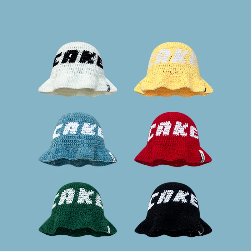 

Korean Version Hand-crocheted Letter Basin Cap Niche Casual Street Trend Spring and Autumn Dome Breathable Bucket Hat for Women